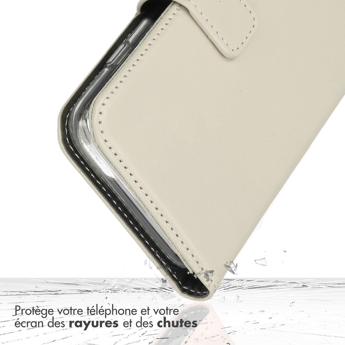 Selencia Echt Leren Bookcase Samsung Galaxy A13 (5G) / A04s - Greige - Afbeelding 5