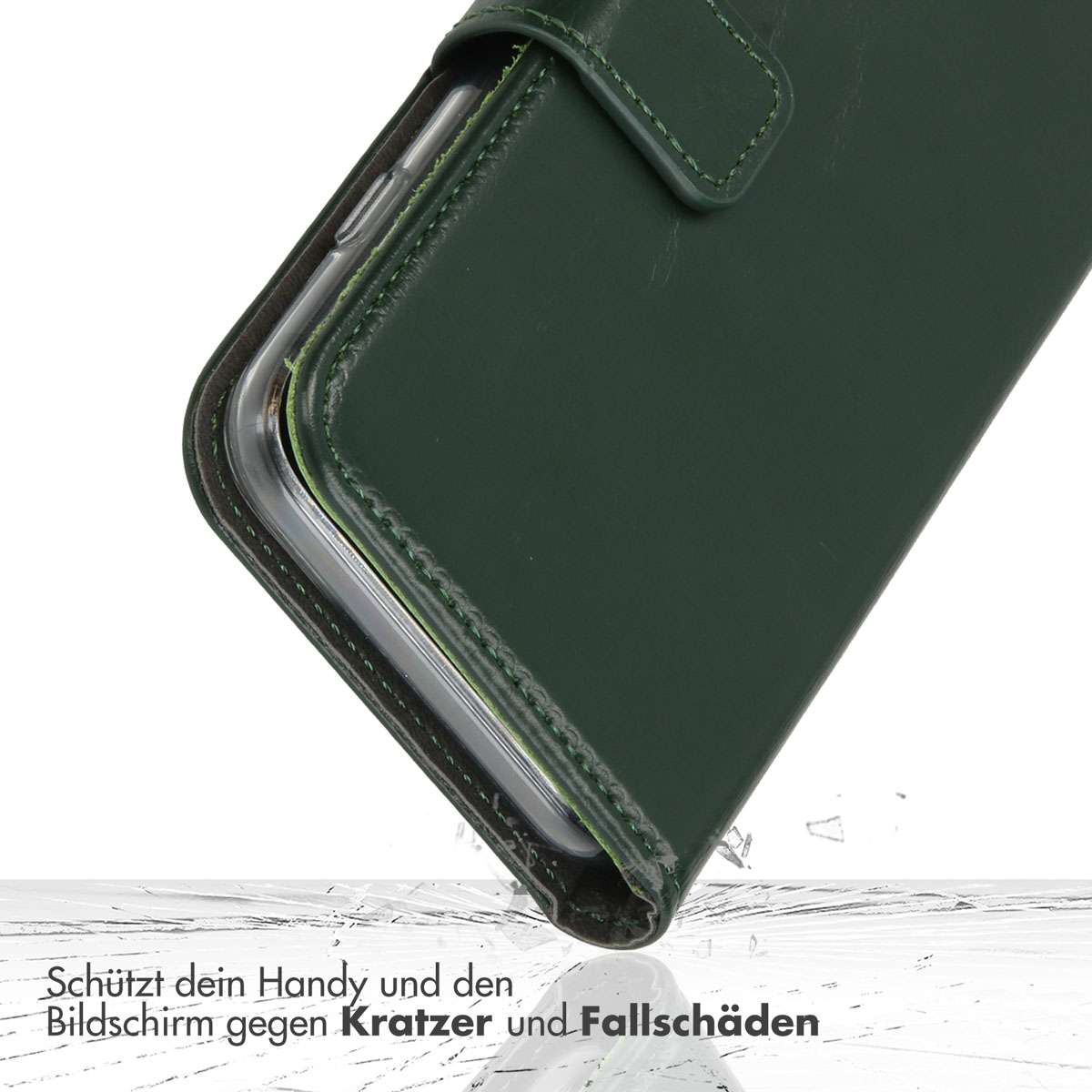 Selencia Echt Leren Bookcase Apple iPhone 13 Mini - Groen - Afbeelding 10