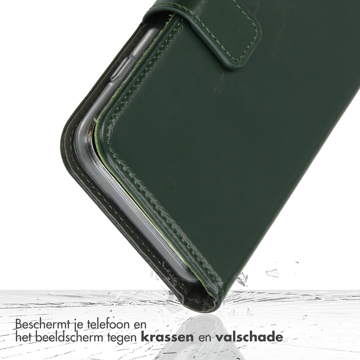 Selencia Echt Leren Bookcase Apple iPhone 13 Pro Max - Groen - Afbeelding 4