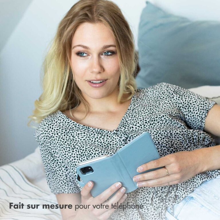 Selencia Echt Leren Bookcase Samsung Galaxy A32 (5G) - Lichtblauw - Afbeelding 9