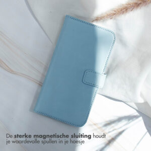 Selencia Echt Lederen Bookcase Samsung Galaxy S24 Ultra - Air Blue