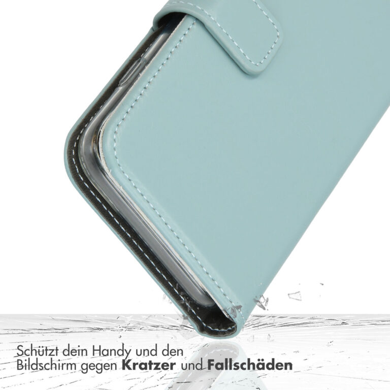 Selencia Echt Lederen Bookcase Apple iPhone 13 Mini - Lichtblauw - Afbeelding 10