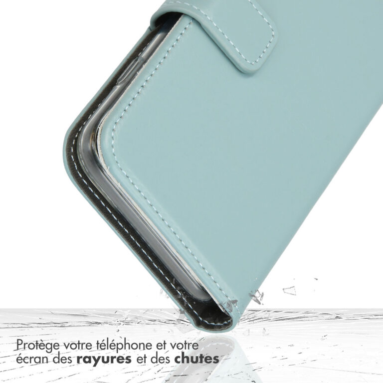 Selencia Echt Lederen Bookcase Apple iPhone 13 Mini - Lichtblauw - Afbeelding 7