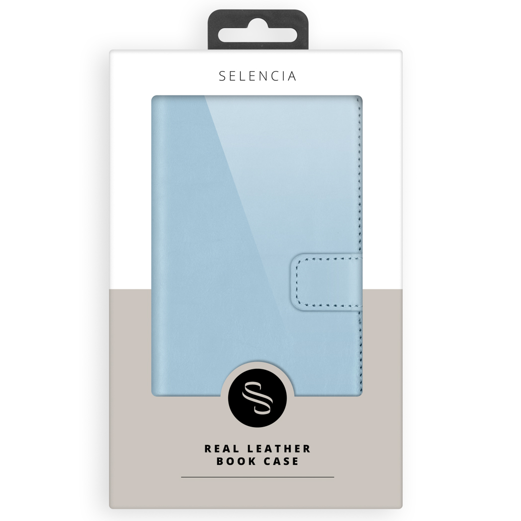 Selencia Echt Leren Bookcase Apple iPhone 16 Plus - Air Blue - Afbeelding 2