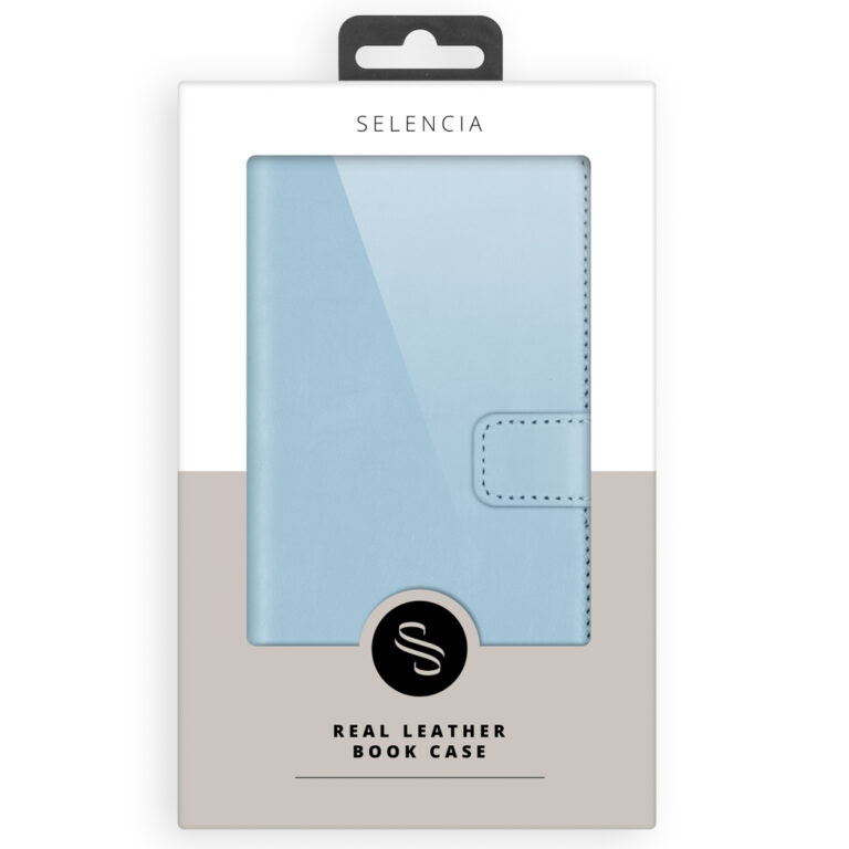 Selencia Echt Lederen Bookcase Apple iPhone 13 Mini - Lichtblauw - Afbeelding 4