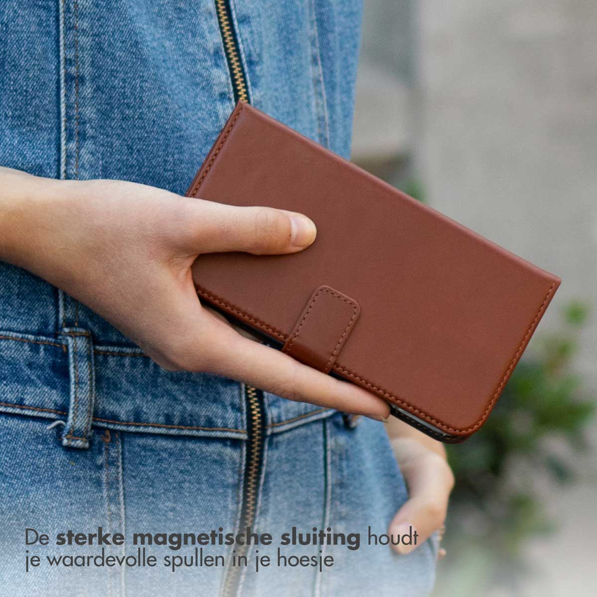 Selencia Echt Leren Bookcase Samsung Galaxy A26 - Lichtbruin - Afbeelding 4