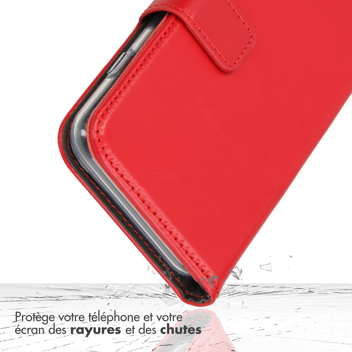 Selencia Echt Leren Bookcase Apple iPhone 13 Mini - Rood - Afbeelding 7