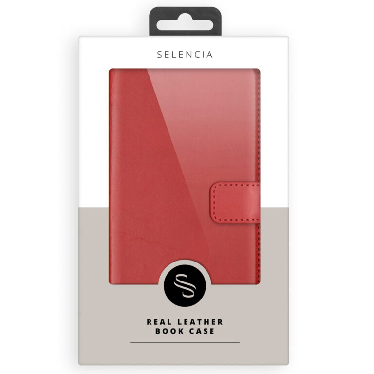 Selencia Echt Lederen Bookcase Apple iPhone 13 - Rood - Afbeelding 3