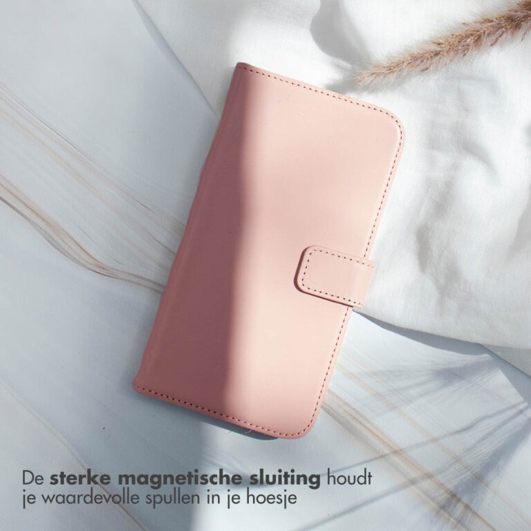 Selencia Echt Lederen Bookcase Apple iPhone 13 Pro - Roze - Afbeelding 6