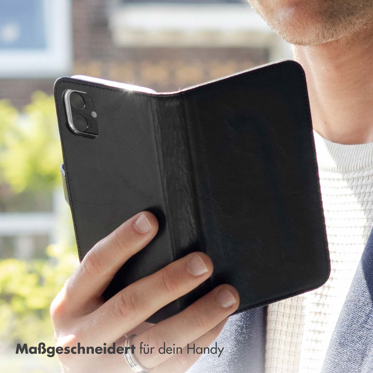 Selencia Echt Leren Bookcase Samsung Galaxy A36 / A56 - Zwart - Afbeelding 9