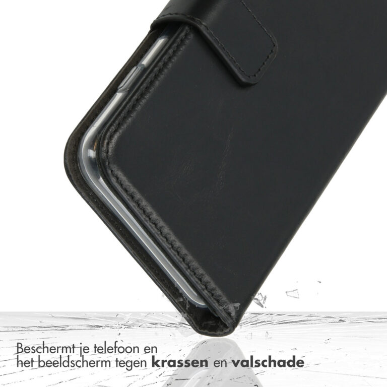 Selencia Echt Lederen Bookcase Apple iPhone 13 Mini - Zwart - Afbeelding 4