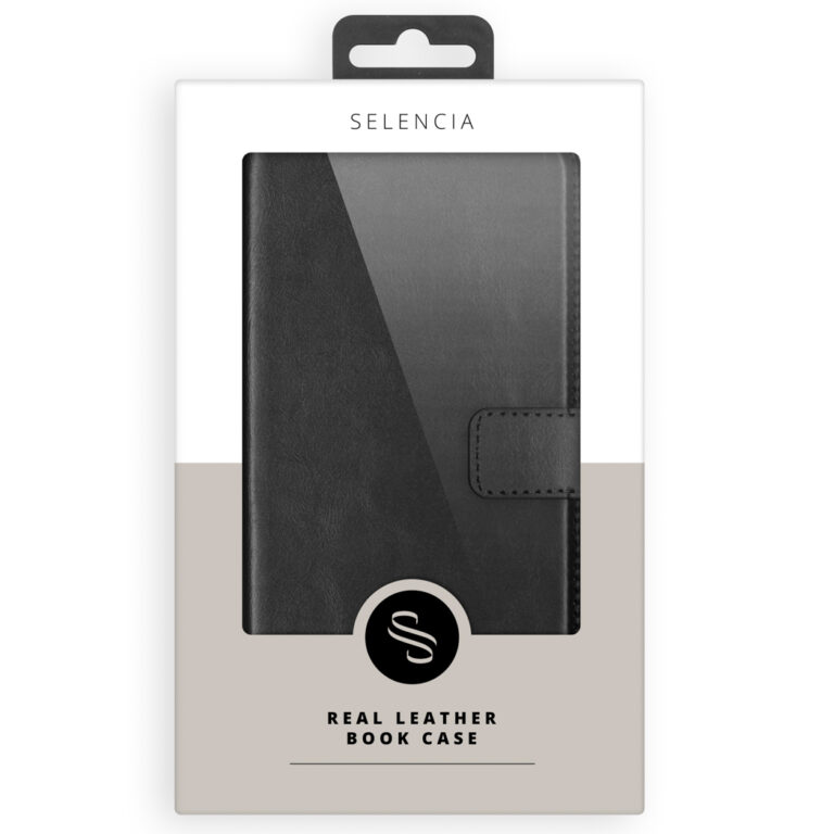 Selencia Echt Lederen Bookcase Apple iPhone 13 Mini - Zwart - Afbeelding 3