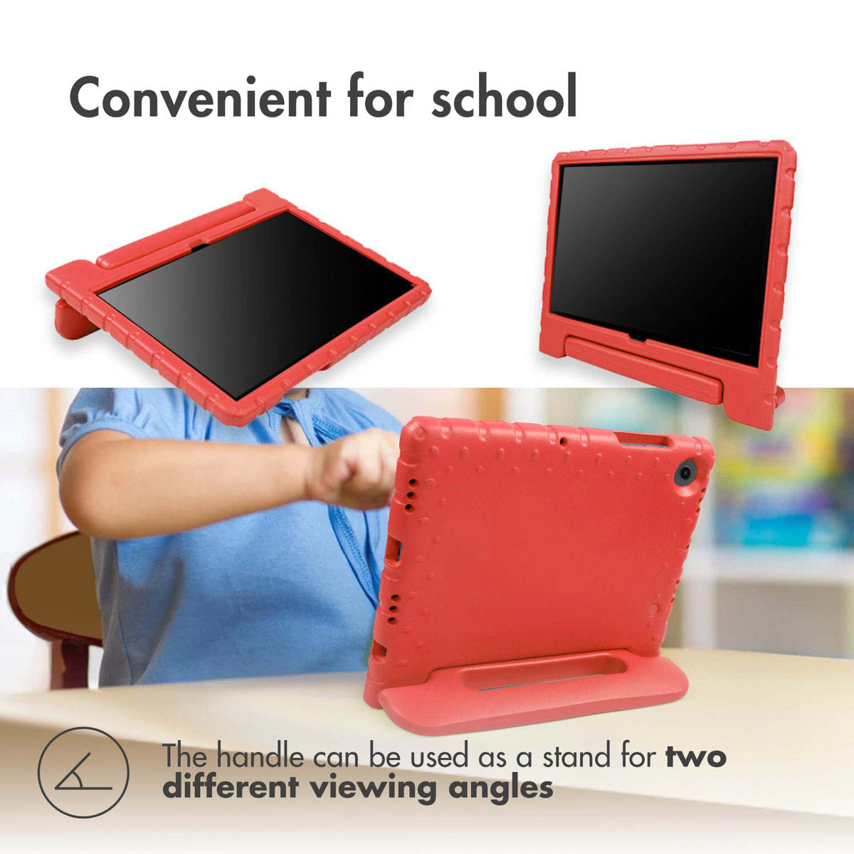 Accezz Kidsproof Backcover met handvat Apple iPad 9 (2021) 10.2 inch / iPad 8 (2020) 10.2 inch / iPad 7 (2019) 10.2 inch - Rood - Afbeelding 3