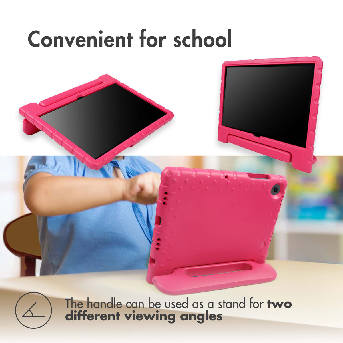 Accezz Kidsproof Backcover met handvat Samsung Galaxy Tab A11 Plus / A9 Plus - Roze - Afbeelding 6