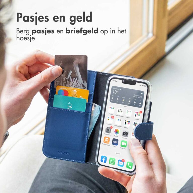 Accezz Wallet Softcase Bookcase Apple iPhone 13 Pro - Donkerblauw - Afbeelding 10
