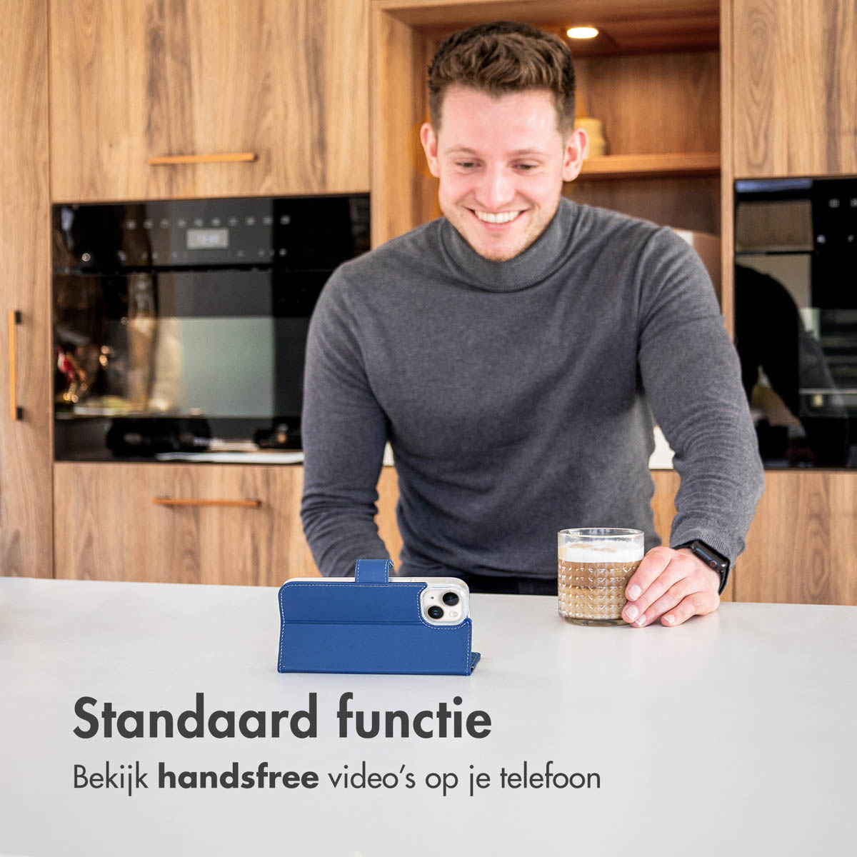 Accezz Wallet Softcase Bookcase Apple iPhone 14 Plus - Donkerblauw - Afbeelding 6