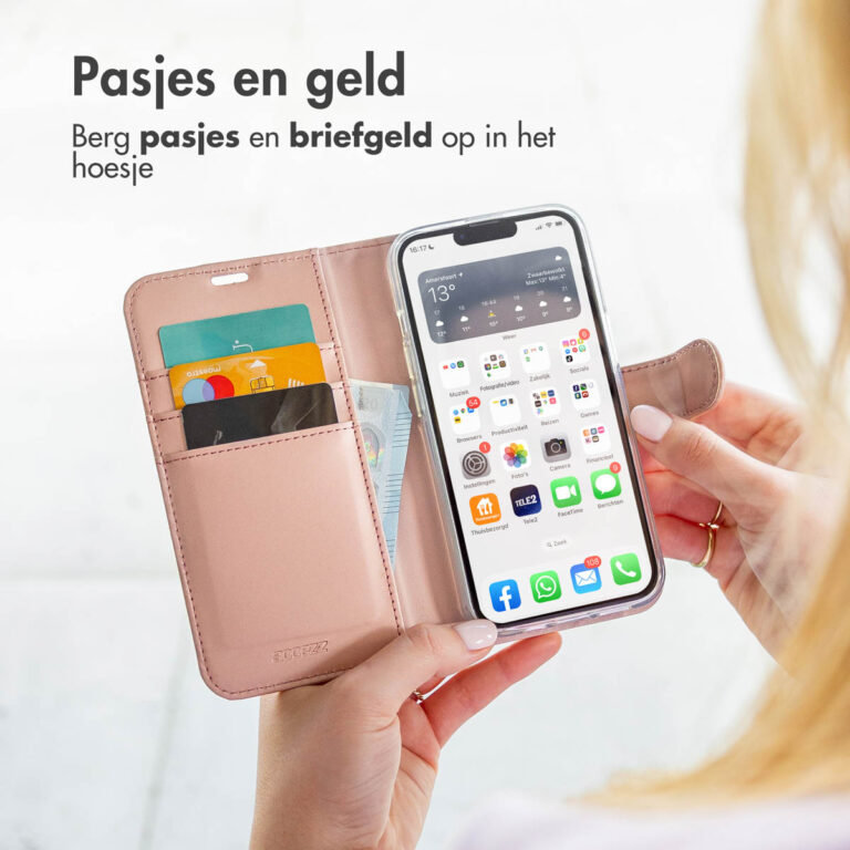 Accezz Wallet Softcase Bookcase Apple iPhone 13 Pro - Rosé Goud - Afbeelding 9