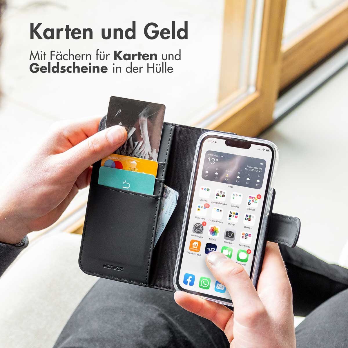 Accezz Wallet Softcase Bookcase Xiaomi Mi 10 (Pro) - Zwart - Afbeelding 5