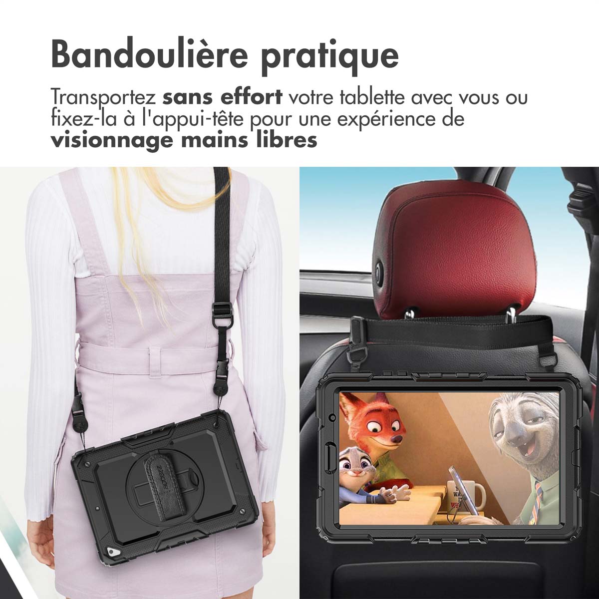 Accezz Rugged Backcover met schouderstrap Apple iPad 11 (2025) 11 inch A16 / iPad 10 (2022) 10.9 inch - Blauw - Afbeelding 10