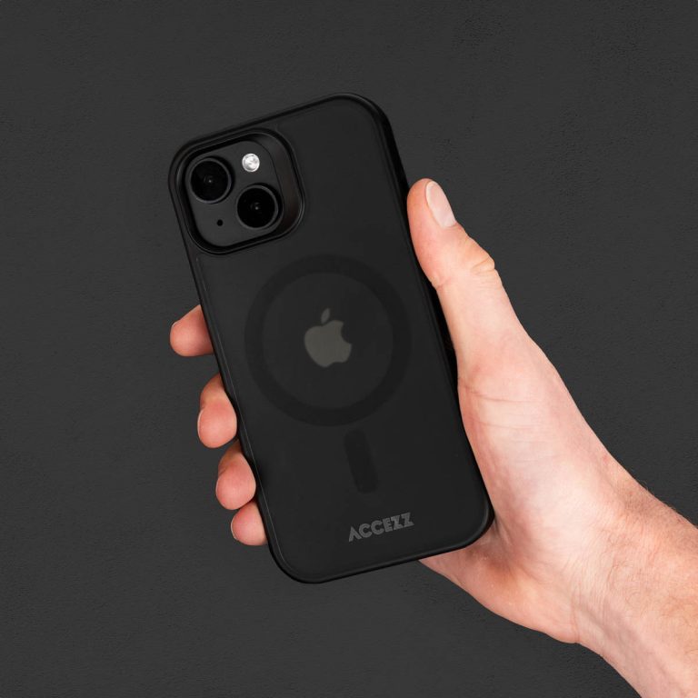 Accezz Rugged Frosted MagSafe Backcover Apple iPhone 16e - Zwart - Afbeelding 6