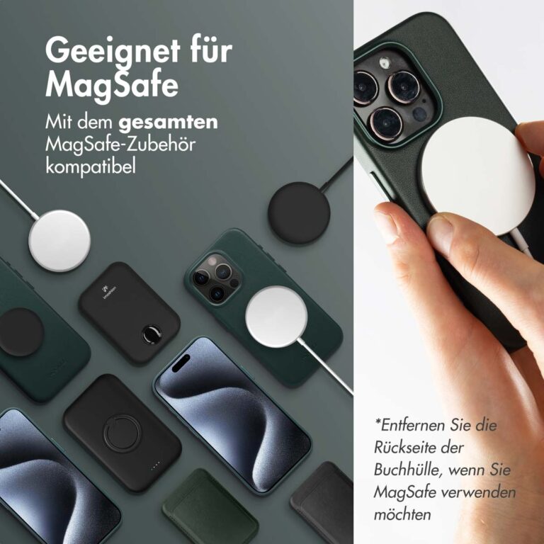 Accezz Leather Bookcase 2-in-1 met MagSafe Apple iPhone 16 Pro Max - Cedar Green - Afbeelding 9