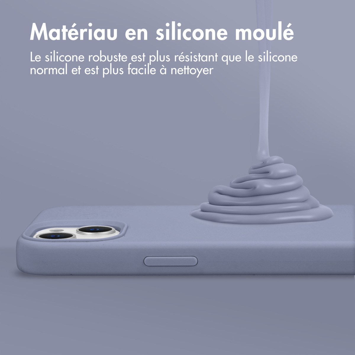 Accezz Liquid Silicone Backcover Apple iPhone 14 / 13 - Lavender Gray - Afbeelding 2