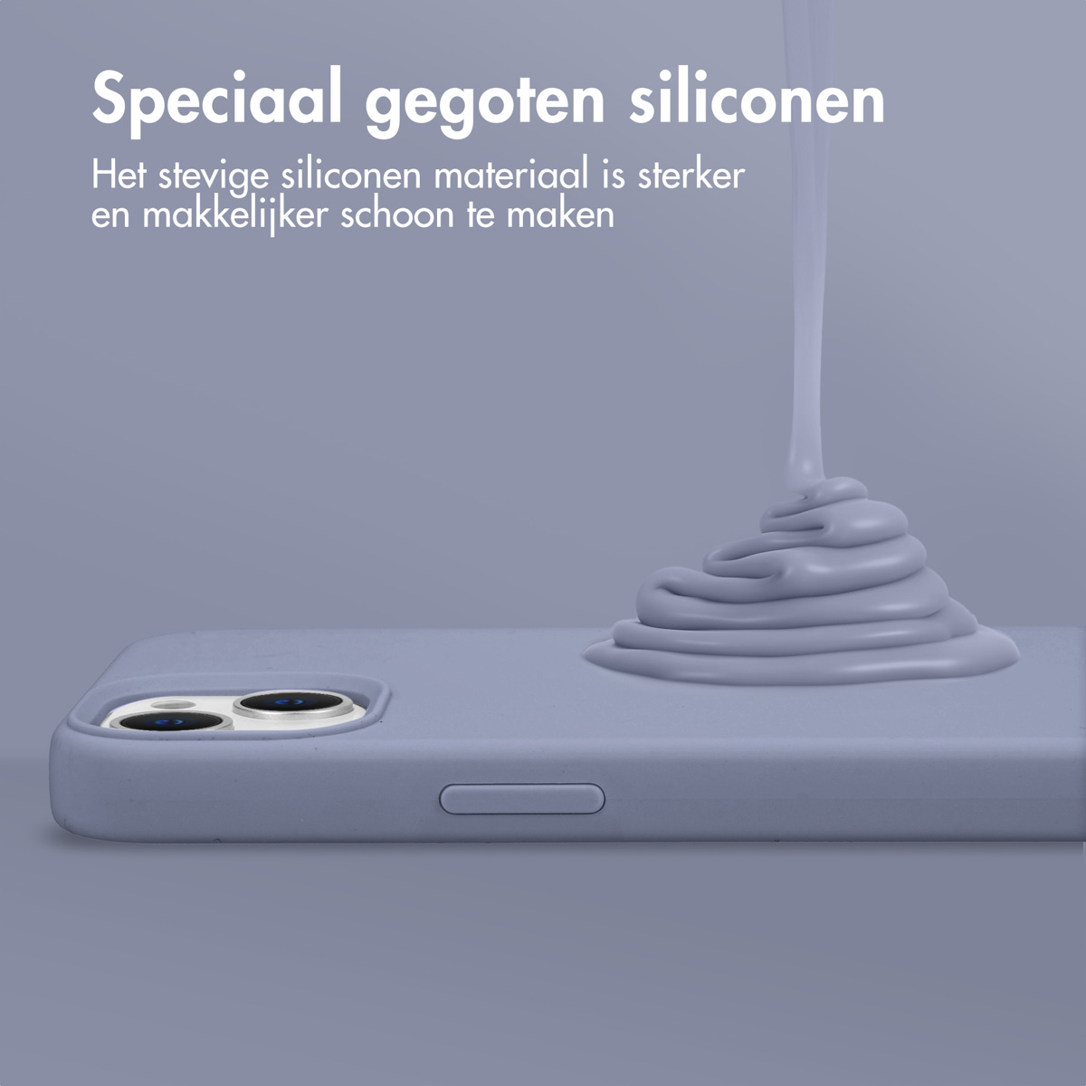 Accezz Liquid Silicone Backcover Apple iPhone 14 / 13 - Lavender Gray - Afbeelding 4