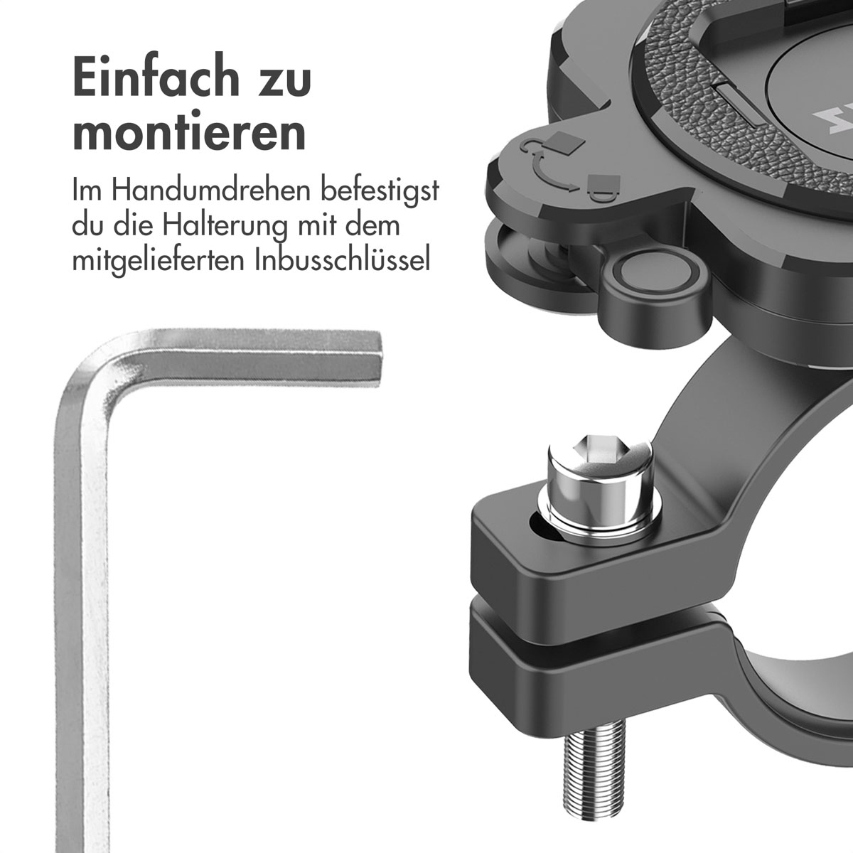 Accezz EasyLock telefoonhouder fiets - inclusief hoesje Apple iPhone 13 - Aluminium - 360 graden draaibaar - Zwart - Afbeelding 10