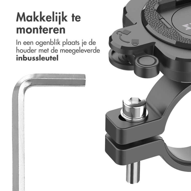 Accezz EasyLock telefoonhouder fiets - inclusief hoesje Apple iPhone 15 - Aluminium - 360 graden draaibaar - Zwart - Afbeelding 8