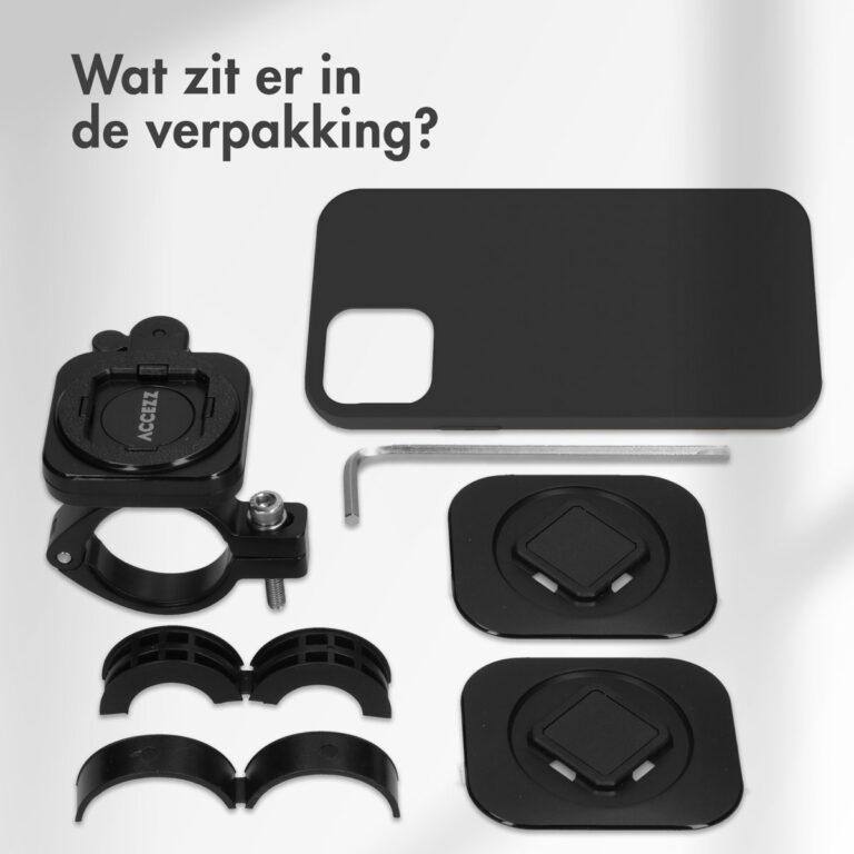 Accezz EasyLock telefoonhouder fiets - inclusief hoesje Apple iPhone 15 - Aluminium - 360 graden draaibaar - Zwart - Afbeelding 2