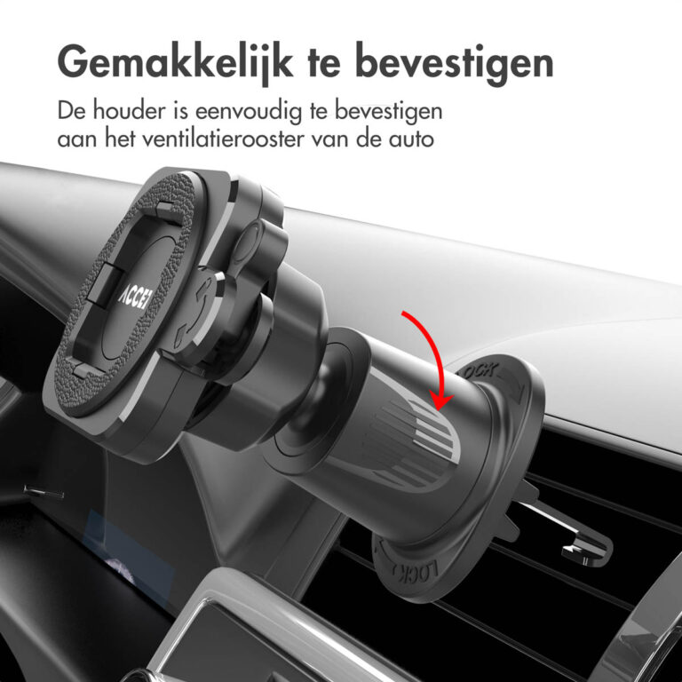 Accezz EasyLock telefoonhouder auto - inclusief hoesje Apple iPhone 14 Pro - Ventilatierooster - 360 graden draaibaar - Zwart - Afbeelding 3
