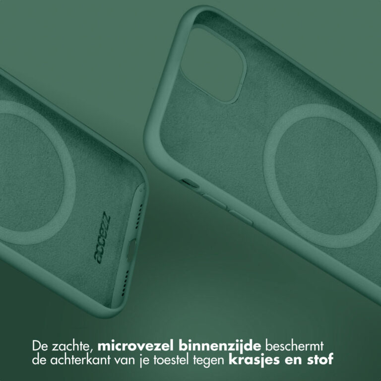 Accezz Liquid Silicone Backcover met MagSafe Apple iPhone 16e - Donkergroen - Afbeelding 4