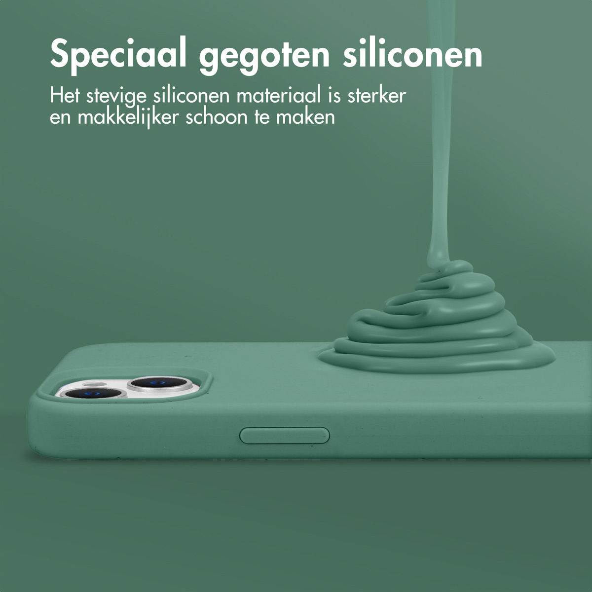 Accezz Liquid Silicone Backcover met MagSafe Apple iPhone 15 Plus - Donkergroen - Afbeelding 4